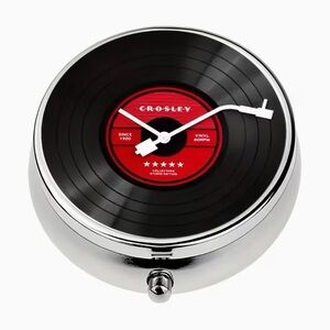 Record Player Design Round Pill Organizer 3-Compartment Compact Pill Case